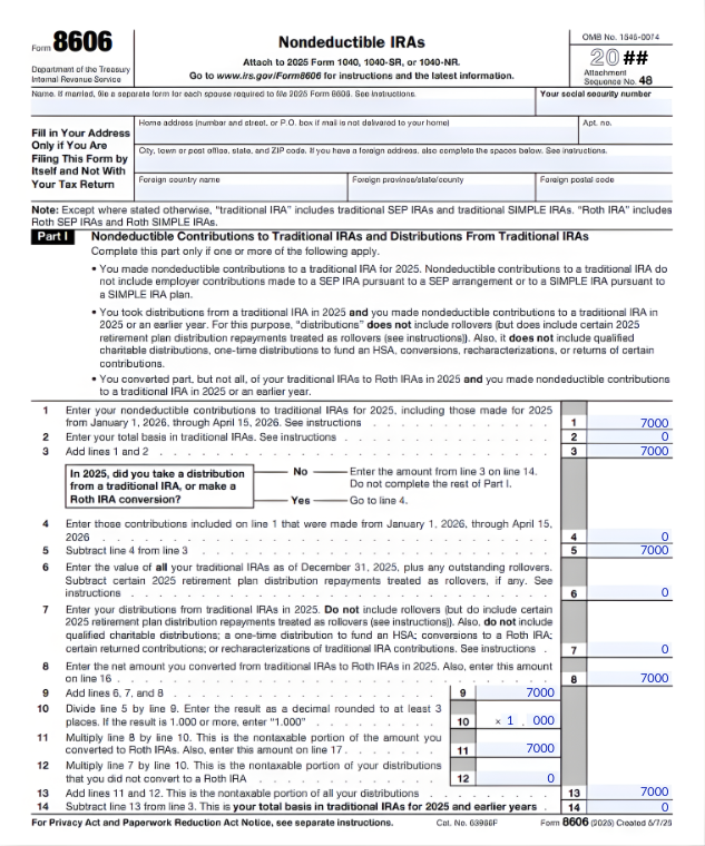 File Form 8606 Considering a Backdoor Roth Contribution? Don’t Forget Form 8606!