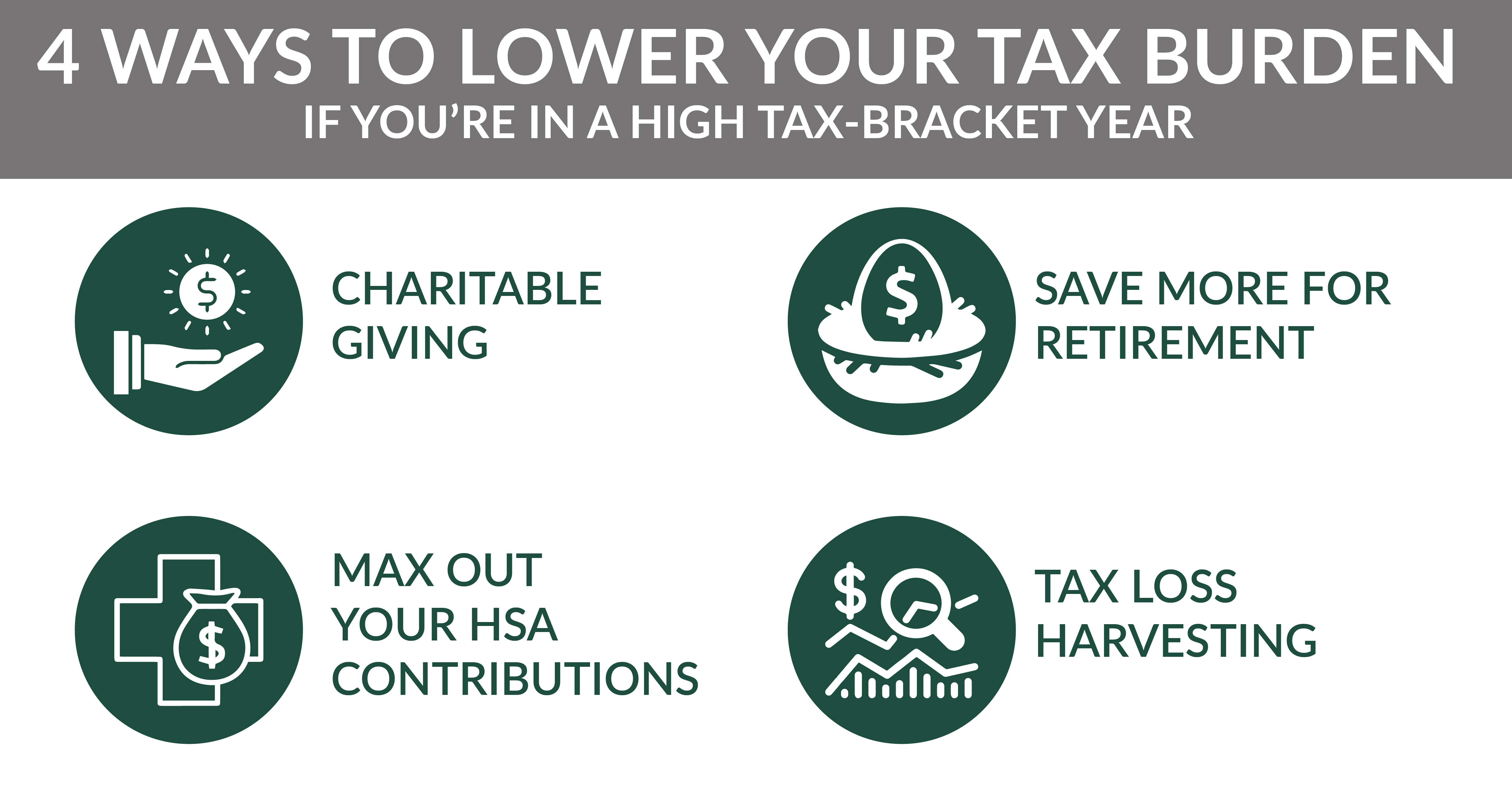 4 ways to reduce tax bracket in high income year